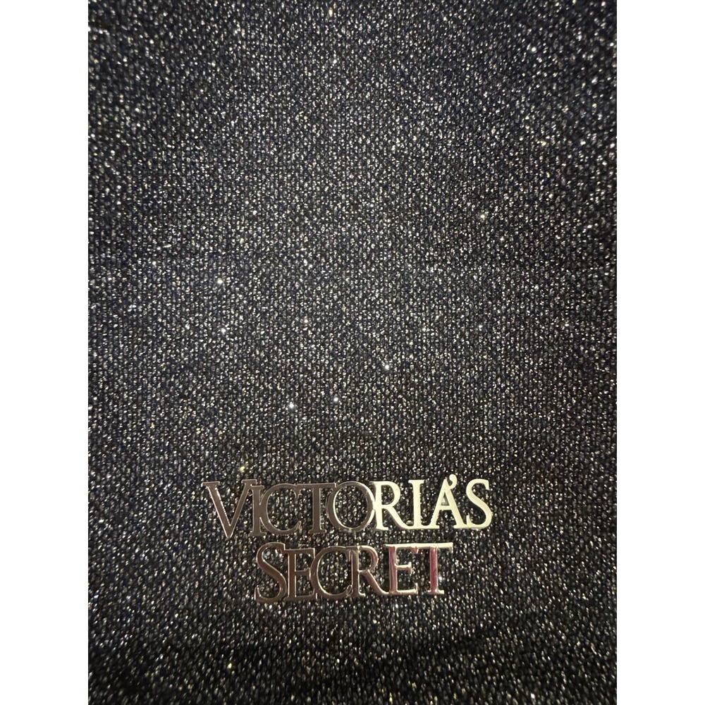 Victoria's Secret VS Drawstring Backpack Bag Black Glitter Limited Edition NEW - Picture 3 of 8